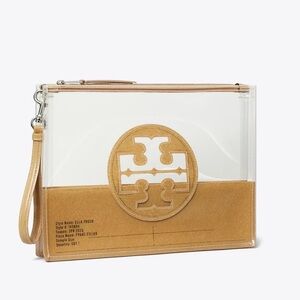 Tory Burch Transparent and Tan Pouch